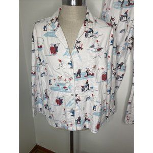 The Company Store Women’s Pajamas PJ Sz L Fannel Polar Bear Snowman 2 Pc set
